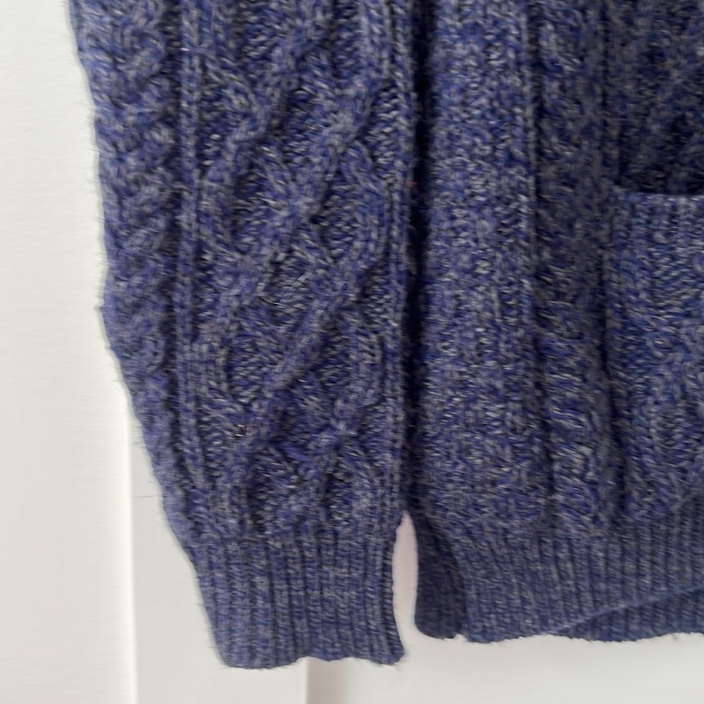 Aran Crafts Blue Zip Front Cardigan Size M - Picture 3 of 9